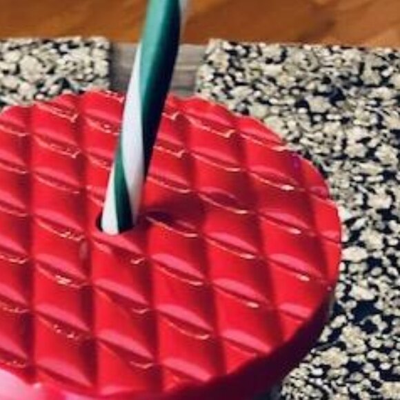 Starbucks 2016 Holiday 16oz Red Glitter Cup with Green and White Straw EUC!!! - Picture 5 of 8